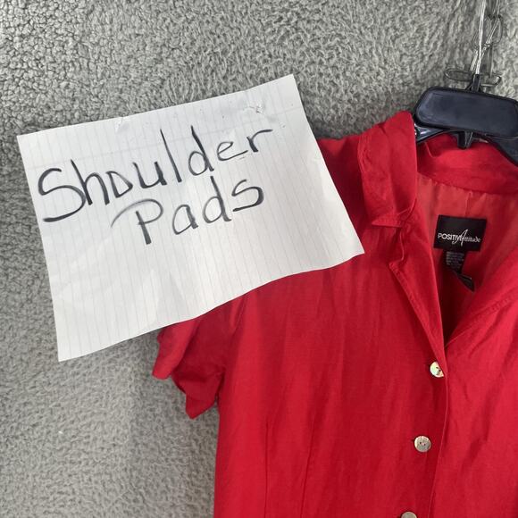 Positive Attitude Dress Womens 14 Red Linen Blend Button Front Midi Dress - Picture 14 of 15